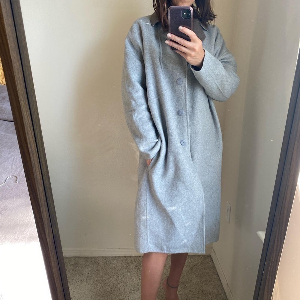 Baldwin BLDWN Women’s Wool Blend Coat Size M Grey Oversized Winter Jacket - Picture 4 of 6